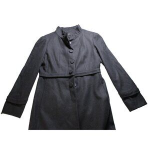 Nine West Womens Black Wool-Blend Long Sleeve Overcoat Size 10 🖤 Classic Button